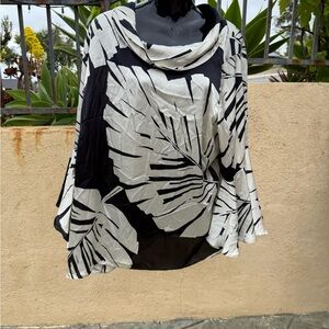 Dennis Basso Black and White Asymmetrical Blouse